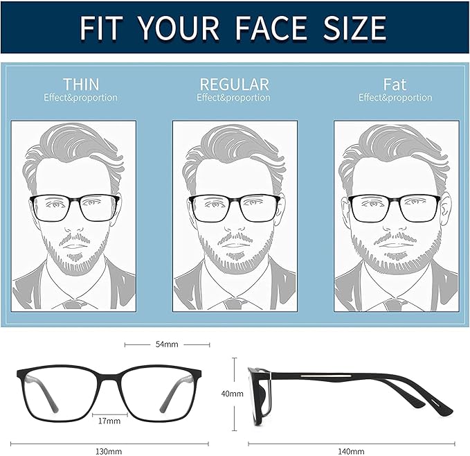 BLUEMOKY Blue Light Reading Glasses for Men，Sport Square Frame Readers, Anti Glare Computer Glasses