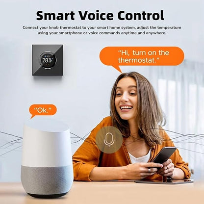 Smart Thermostat for Home, APP Programmable WiFi Thermostat, Temp Voice Controller, Work with Tuya App for Assistant, 1.32in TFT Screen, Knob Control,2 Way Rotating
