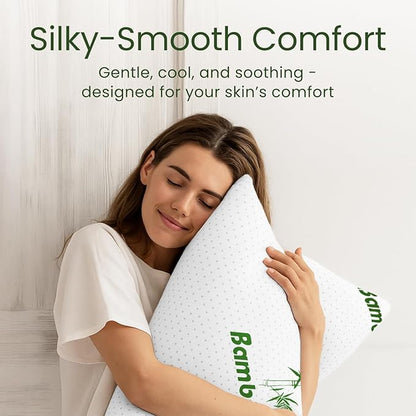 Shredded Memory Foam Pillow Queen Size - Cooling Bed Pillow for Sleeping for Stomach, Back and Body - 1 Pack Queen Soft Comfy Cool Memory Pillows for Side Sleeper