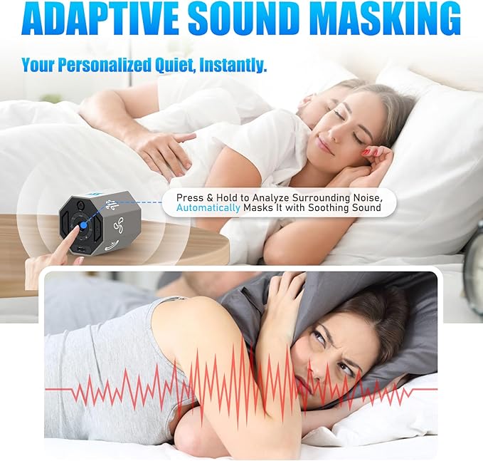 White Noise Machine, Gravity Sensing 8 Soothing Natural Sounds, Intelligent Collection of Environmental Noise, Small and Portable, Suitable for Adult Sleeping Machine