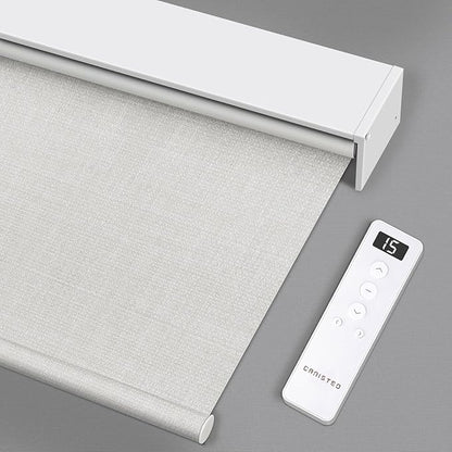 Motorized Roller Shade: Blackout, Rechargeable, Compatible with Alexa/Google Home/Apple Homekit, Aura White