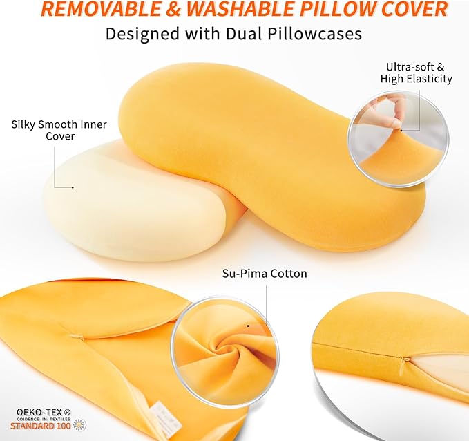 Memory Foam Pillows for Side Sleepers, 28 x 16 Ergonomic Contour Neck Support Pillow for Neck and Shoulder Pain Relief Sleeping, Orthopedic Bed Pillow for Back/Stomach Sleepers
