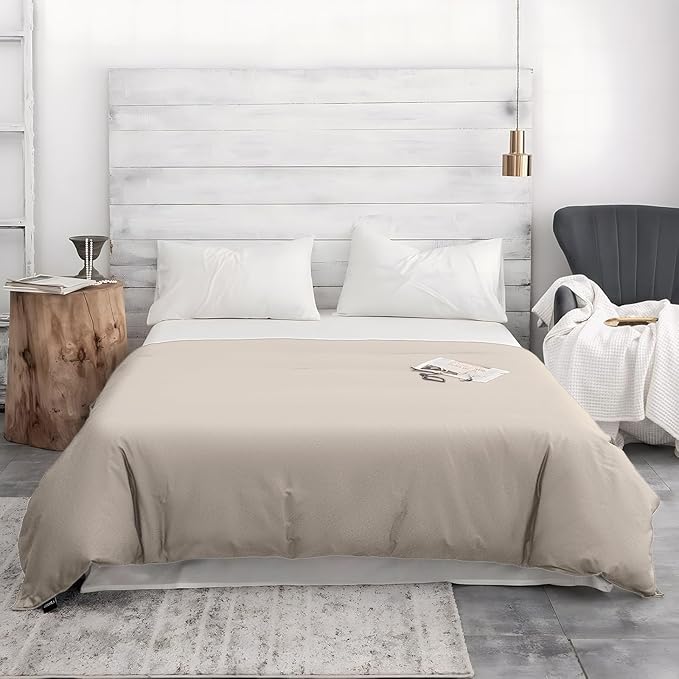 ZonLi Duvet Cover for Weighted Blanket (Almond Milk Grey, 60"x80"), Breathable Soft Duvet Cover Queen Size Removable Cooling Comforter Cover for All Season