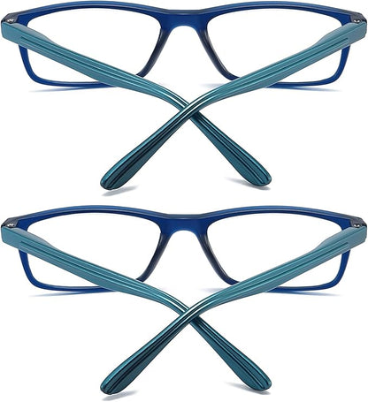 Reading Glasses Blue Light Blocking for Men Women,Rectangular Frame Computer Readers with Spring Hinge