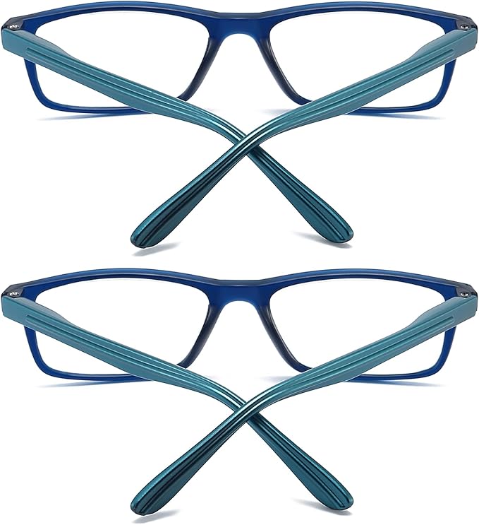 Reading Glasses Blue Light Blocking for Men Women,Rectangular Frame Computer Readers with Spring Hinge