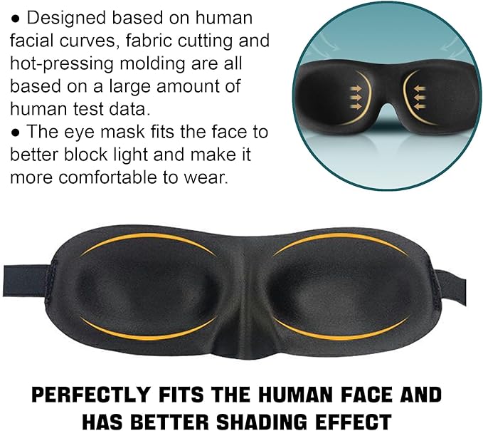 Sleep Mask Pack of 3, 100% Block Out Light, 3D Eye Masks for Sleeping, Night Blindfold for Men Women, Back and Side Sleeper, Ultralight Travel Eye Cover Multi-Colored
