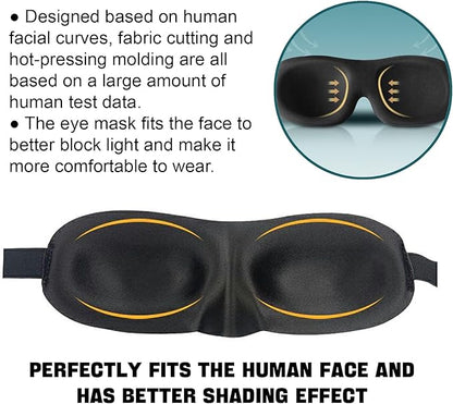 Sleep Mask Pack of 3, 100% Block Out Light, 3D Eye Masks for Sleeping, Night Blindfold for Men Women, Back and Side Sleeper, Ultralight Travel Eye Cover Multi-Colored