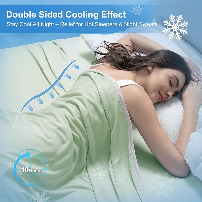 PHF Double Cooling Blanket for Hot Sleepers King Size, Arc-Chill Q-Max>0.5 with Double Cooling, Summer Blanket Absorbs Heat to Keep Cool All Night for Night Sweats (Green, 108''x90'')
