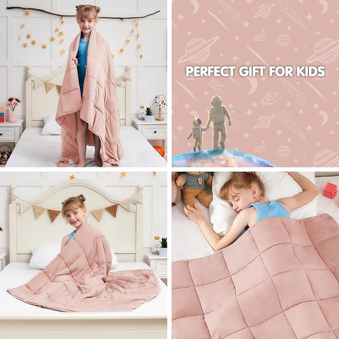 yescool Pink Weighted Blanket 10 Pounds Twin Cooling Weighted Lap Blanket, Heavy Blanket for Sleeping, Weighted Throw Blanket Gift for 80-110lbs, 40" x60