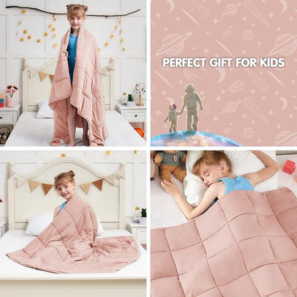 yescool Pink Weighted Blanket 10 Pounds Twin Cooling Weighted Lap Blanket, Heavy Blanket for Sleeping, Weighted Throw Blanket Gift for 80-110lbs, 40" x60
