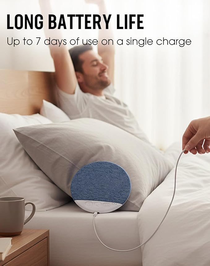 Bone Conduction Pillow Speaker for Sleeping, Under Pillow Speaker with Bone-Acoustic Fabric Diffusion, Bluetooth Ultra-Flat & Soothing White Noise & Hi-Fi Sound, Automatic Shut-Off Timer (1pc)