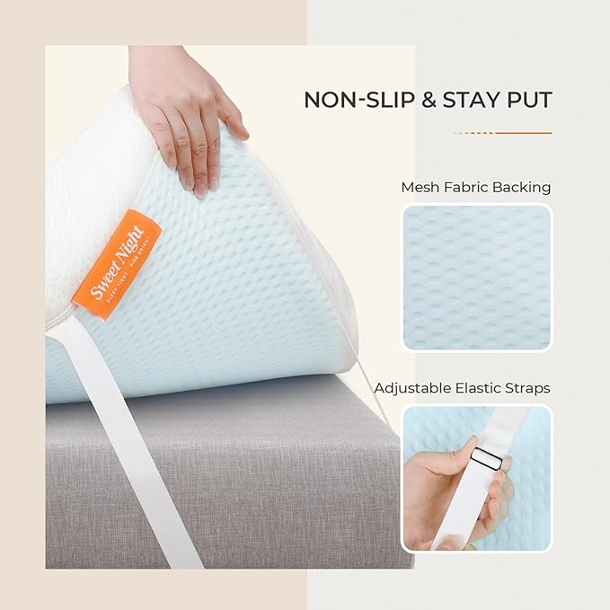 Sweetnight 4 Inch Full Memory Foam Mattress Topper for Enhanced Support & Pressure Relief, Medium Firm with Non-Slip Design