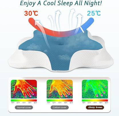 Cervical Neck Pillow for Pain Relief Sleeping, Contour Memory Foam Pillows, Ergonomic Side Sleeper Pillows for Adults, Cooling Orthopedic Neck Support Pillow for Back Stomach Sleepers