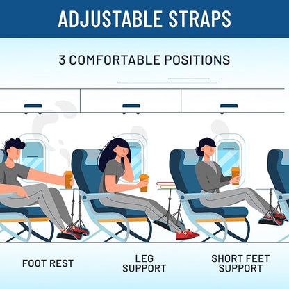Everlasting Comfort Airplane Foot Hammock - Memory Foam Foot Rest for Plane Travel - Portable Foot Rest for Air Travel, Desk & Car - Airplane Essentials Foot Hammock for Plane Travel (Pack of 2)