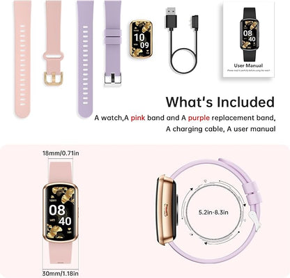 Health Fitness Tracker with 24/7 Heart Rate, Smart Watch with Blood Pressure and Blood Oxygen Monitor, Bulit-in 120+ Sport Mode, Sleep Tracking Waterproof Activity Tracker for Women Men (Deep Pink)