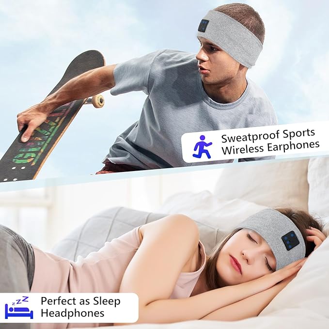 Aurya Sleep Headphones Sports Wireless Bluetooth Headband for Side Sleeper, Bluetooth 5.4, with Ultra-Thin HD Stereo Speaker, Sleeping Headphone for Women Men Running Yoga Workout