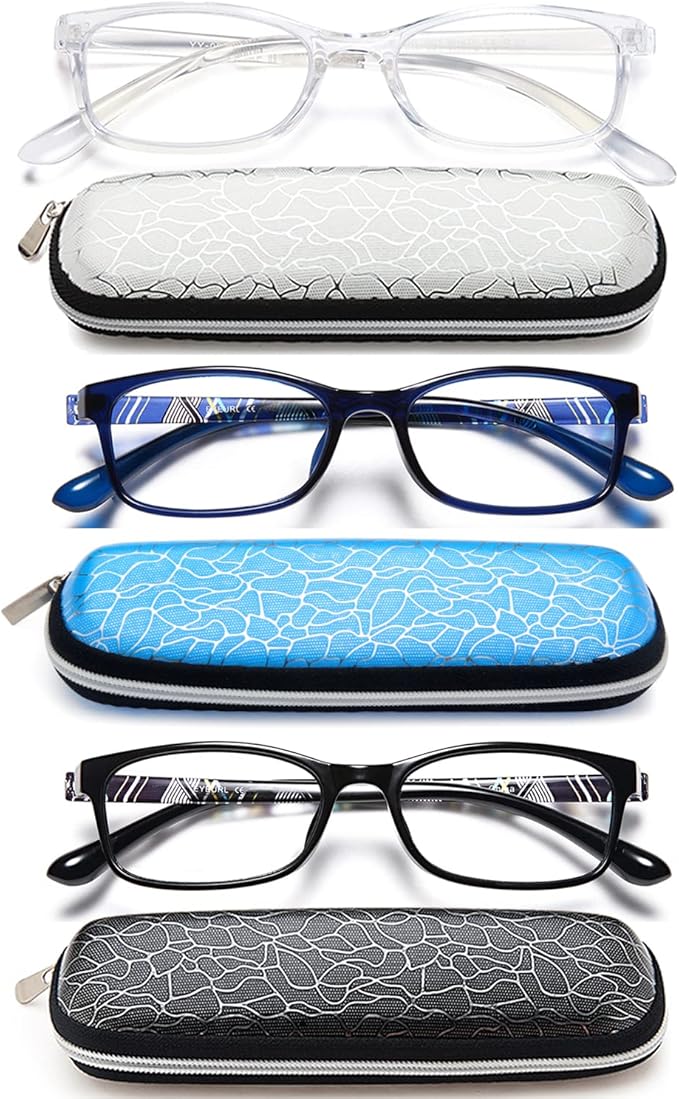 EYEURL Reading Glasses for Women-Blue Light Blocking For Men Women-3 Pack Computer Readers 0.5 Spring Hinge Anti UV Ray/Eye Strain/Glare Eyeglasses