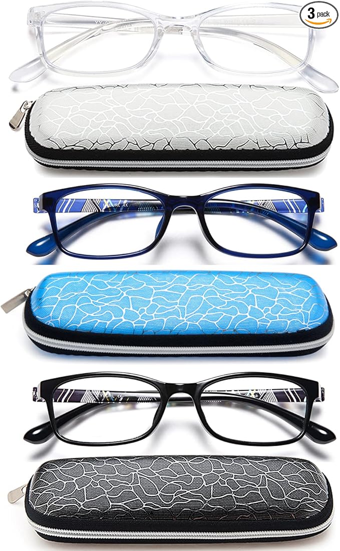 EYEURL Reading Glasses for Women-Blue Light Blocking For Men Women-3 Pack Computer Readers 2.0 Spring Hinge Anti UV Ray/Eye Strain/Glare Eyeglasses