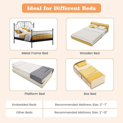 HONEY JOY Bed Rail for Toddlers, Extra Long, Foldable Portable Swing Down Safety Bed Guard Rail, Toddler Bed Rails for Crib, King Queen Full Twin Size Bed Mattress (Gray, 2 Pack, 47 Inch)
