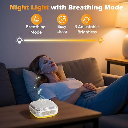 White Noise Sound Machine for Sleeping Adults – with Amber Breathing Night Light, Headphone Jack, 20 Non-Looping Sounds, 52-Hour Battery, Timer & Memory (Khaki)