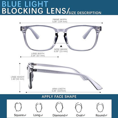 Blue-Light Blocking Glasses Computer Reading/Gaming/TV/Phones Glasses Fashion Anti Eyestrain UV Glasses for Women Men(H3-Black+Gray)