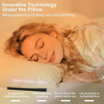 Hesond Pillow Speaker Bone Conduction Stereo Bluetooth Wireless Music Mini Portable Sleep Headphones Bar Sleep Speaker with LED Display White Noise Timer for Side Sleepers Supports TF Card (White)