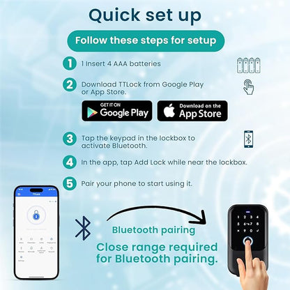 Smart Digital Wireless Lock Box – App-Controlled Key Storage with Fingerprint, Bluetooth, Passcode, Card & Key Access for Home, Office, Airbnb, Realtor – Wall or Door Mount