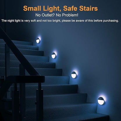 2 Pack Azure Battery Night Light, Motion Activated Night Light, 2.6" Small Sticky Lights, 3 Light Modes, Dimmable Battery Operated Lights for Travel, Toilet, Bathroom, Closet, Stairs,Corridor