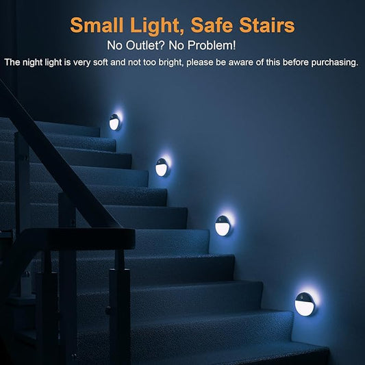 2 Pack Azure Battery Night Light, Motion Activated Night Light, 2.6" Small Sticky Lights, 3 Light Modes, Dimmable Battery Operated Lights for Travel, Toilet, Bathroom, Closet, Stairs,Corridor