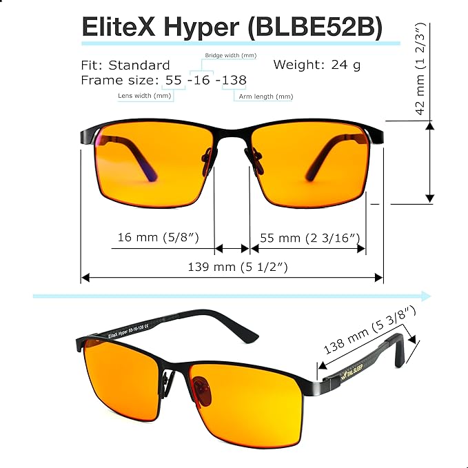 Orange Blue Light Blocking Glasses for Better Sleep - Premium Carbon Fiber Amber Computer Migraine Glasses for Women & Men - Gaming Glasses - TV Blue Light Blockers Gamer Glasses for Eye Strain