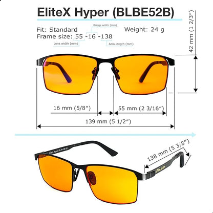 Orange Blue Light Blocking Glasses for Better Sleep - Premium Carbon Fiber Amber Computer Migraine Glasses for Women & Men - Gaming Glasses - TV Blue Light Blockers Gamer Glasses for Eye Strain
