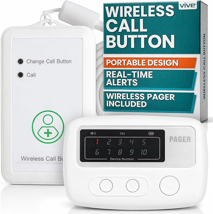 Vive Wireless Call Button - Emergency Alert System for Patients - Smart Portable Medical Panic Button - Notifies Nurse or Caretaker When Elderly Senior Needs Help - Perfect for Home Wander Prevention