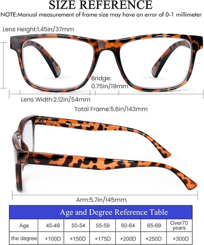 5 Pack Oversized Blue Light Blocking Reading Glasses Men Large Square Wide Readers for Men Big Head/Large Face