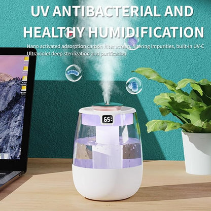 Humidifier for Bedroom,1.8L Cool Mist Humidifier with Night Light, Humidifiers for Home and Plants Baby Room with 20dB Quiet,Waterless Auto-Off