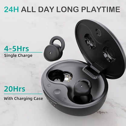 Smallest Invisible Sleep Earbuds Comfortable Noise Blocking Wireless Headphones for Sleeping Bluetooth Flat Ear Buds for Side Sleepers,Tiny Hidden Buds for Work Sports (Black)