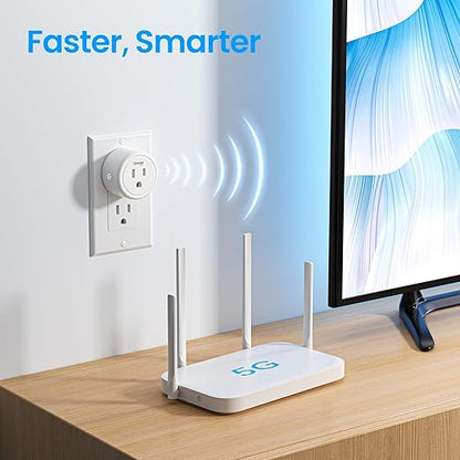 GHome Smart Plug 15A 5G Hz and 2.4GHz Wi-Fi, Compatible with Alexa & Google Home & IFTTT, No Hub Required, UL/ETL/FCC Certified,Remote Control, Timer,White [4 Pack]