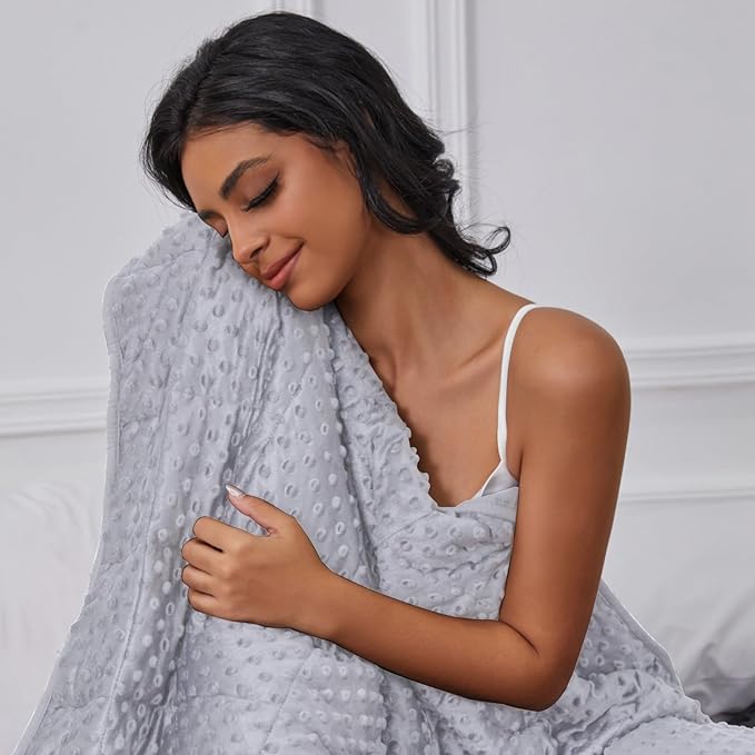 Weighted Blanket for Adults, Comfortable and Soft Throw Weighted Blanket with Premium Glass Beads for All Season 15 lbs 48"x72", Light Grey