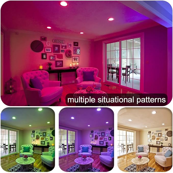 FVTLED Smart Recessed Ceiling Light 4 Inch Kit - 9W RGBWC Color Changing Bluetooth WiFi Recessed Downlights, Dimmable 2700K-6500K LED Can Lights with Remote & Smart Bridge - 10 Pack