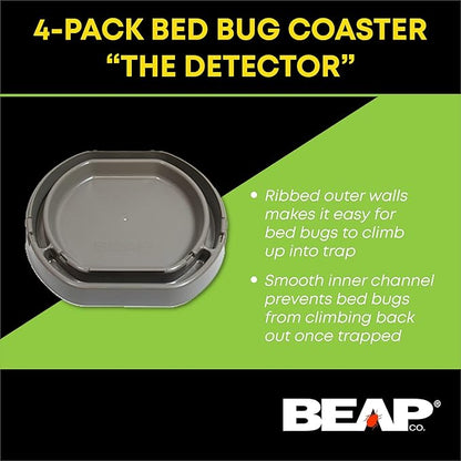 BEAPCO Bed Bug Detector Interceptors, Eco Friendly Bedbug Traps for Bed-Frame Legs |(6.5” × 6 “ x 3”)| Interceptor, and Monitor for Pest Control (Gray), (Pack of 24)