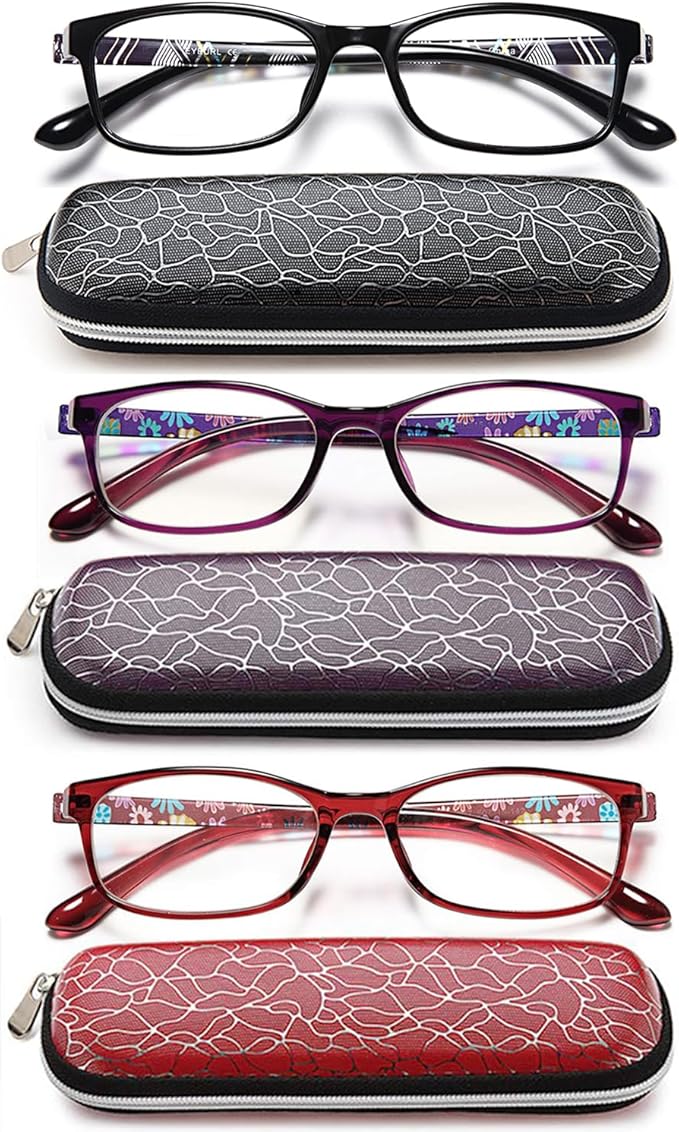 EYEURL Reading Glasses for Women-Blue Light Blocking For Women-3 Pack Computer Readers 2.5 Spring Hinge Anti UV Ray/Eye Strain/Glare Eyeglasses