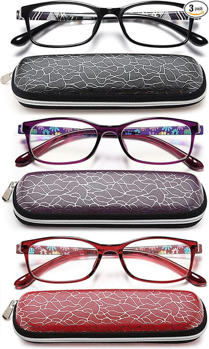 EYEURL Reading Glasses for Women-Blue Light Blocking For Women-3 Pack Computer Readers 1.75 Spring Hinge Anti UV Ray/Eye Strain/Glare Eyeglasses