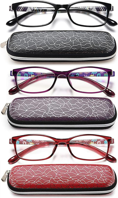 EYEURL Reading Glasses for Women-Blue Light Blocking For Women-3 Pack Computer Readers 2.25 Spring Hinge Anti UV Ray/Eye Strain/Glare Eyeglasses