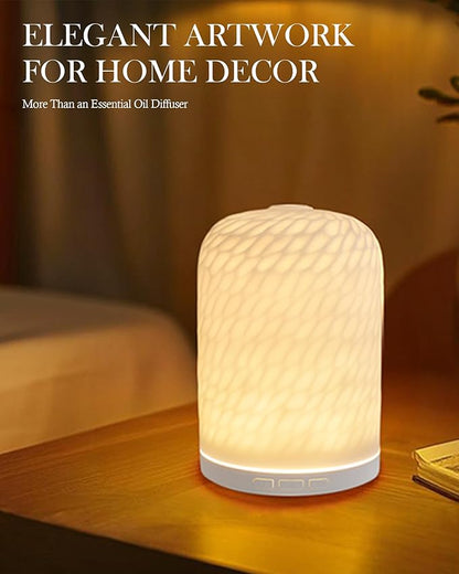 Essential Oil Diffuser – 2.4MHz Ultrasonic Aromatherapy Diffuser, Health Night Light, Timer & Auto Shut-Off, BPA-Free, 120ml Ceramic Oil Diffuser for Home, Office, or Spa, Yoga