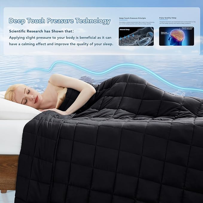 Topcee Weighted Blanket for Adults (15 lbs, 60" x 80") Queen Size Soft Cooling Heavy Blanket Sleeping, Apply to 130-160 lbs Body, Thick Breathable Blanket with Glass Bead, Easy Care