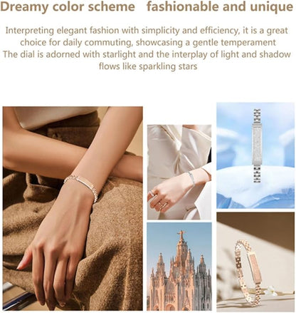 Smart Health Wristband, Zinc Alloy Bluetooth IP68 Health Fitness Tracker Screenless Smart Bracelet Step Counter for Sleep Sports Tracking (Light Gold)