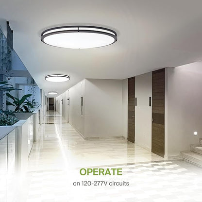 ASD LED 32" Oval Flush Mount Lighting, Close to Ceiling Light Fixture | 3CCT, Dimmable, Energy Star, ETL Listed | 45W 3750LM 3000-5000K 100-277V | Low Profile Double Ring Lamp | Dark Bronze, 2 Pack