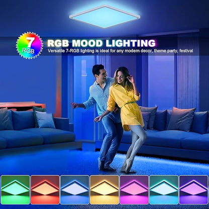 LEZOE RGB LED Ceiling Light Dimmable with Remote Control, 18W 1800lm Color Changing Light Flush Mount Fixture, 8.6 Inch 3000K-6500K Ceiling Lamp for Bedroom Kitchen Hallway Party Living Room