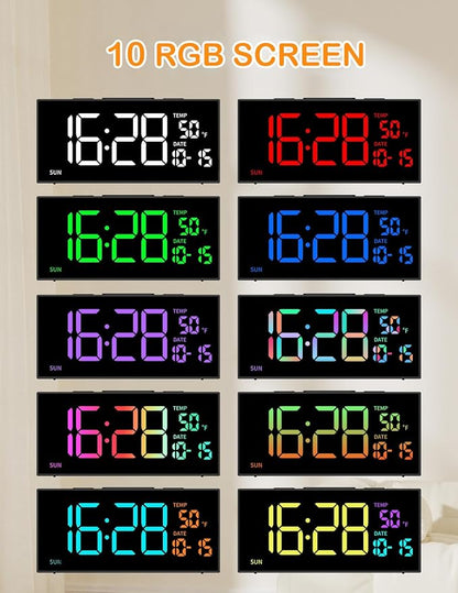 Netzu Projection Clock for Bedroom Ceiling, Alarm Clocks with 180° Rotatable Projector, Date Temperature and Weekday, Manual DST, 5 Brightness, 10 Ringtones, 4 Volumes and Snooze (RGB)