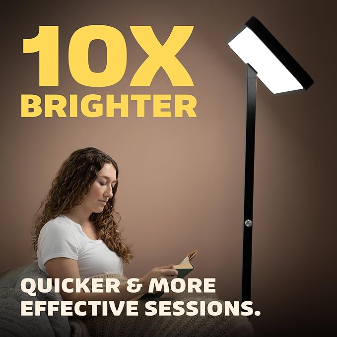 Clinical Medical Grade | Circadian Optics Langley Light Therapy Floor Lamp | 10X Power & Brightness | 10,000 Lux at 15" | Extremely Large 22" X 12" Light Panel | As Seen On Shark Tank