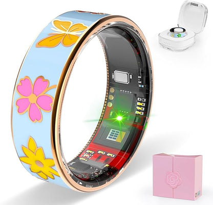 Smart Ring Men & Women Ring Sleep Tracker Pedometer Long Battery Life No Subscription Fee, IP68 Waterproof(Blue, 8)